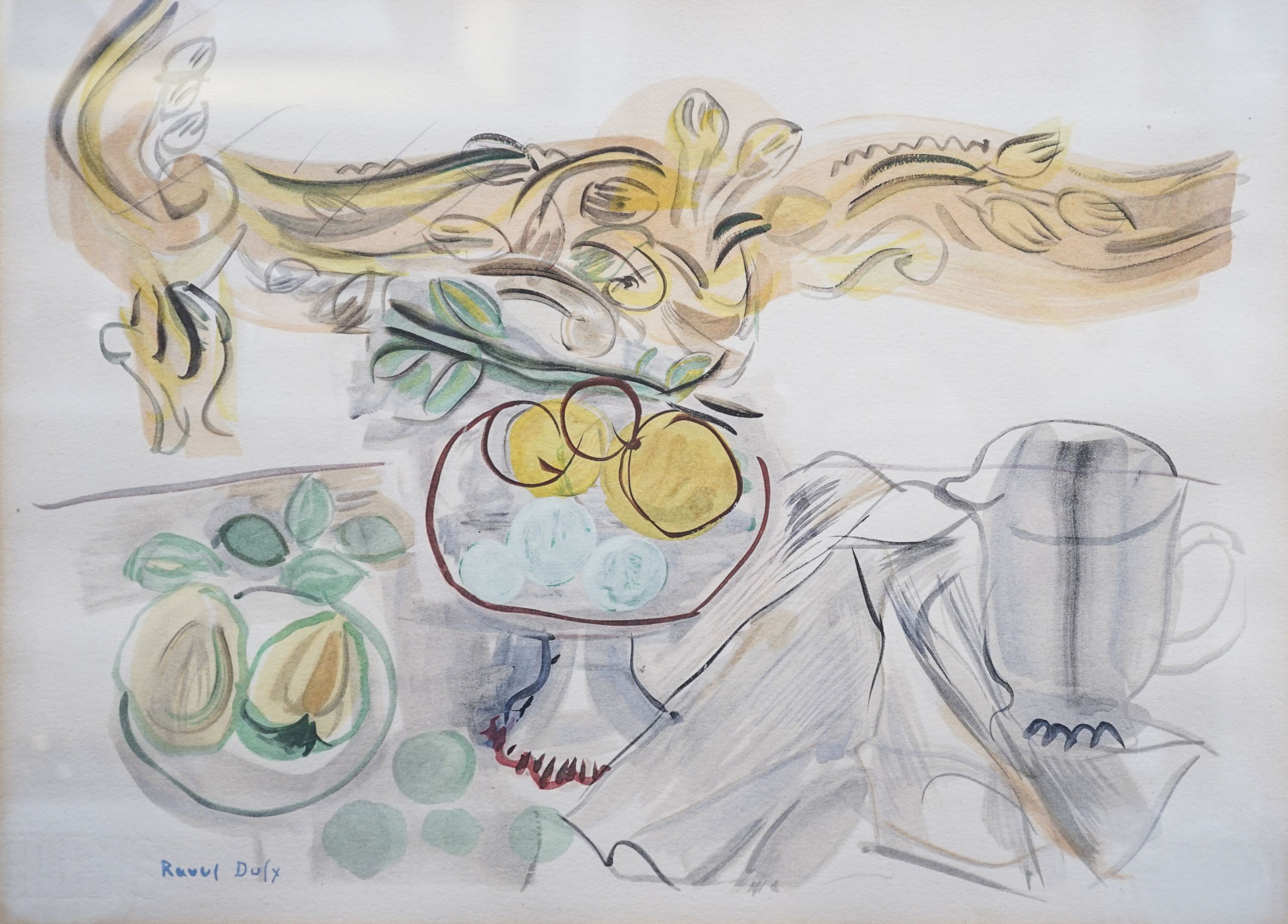 After Raoul Dufy, lithograph, Table top still life , 27 x 37cm